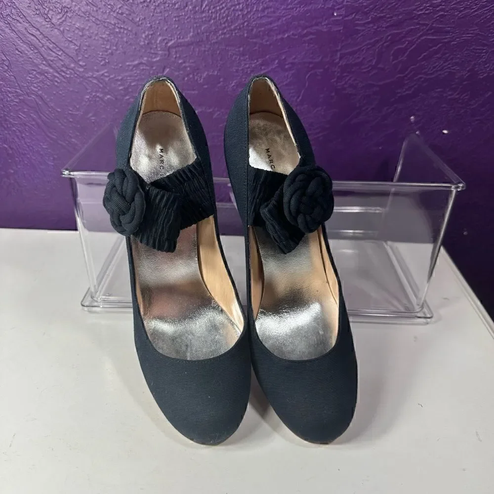 Marc by Marc Jacobs Black‎ Stretchy Band Rope Floral Heels